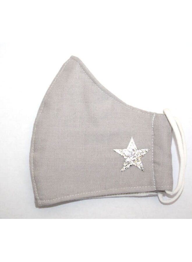 Face Mask Cotton Light Grey with star 295