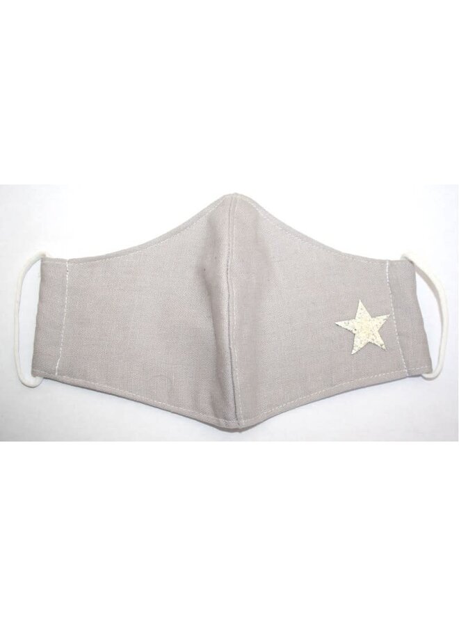 Face Mask Cotton Light Grey with star 295