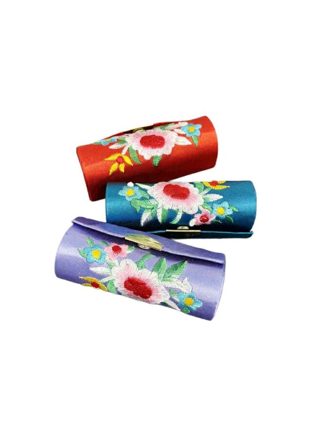 Silk Embroidered Lipstick Case