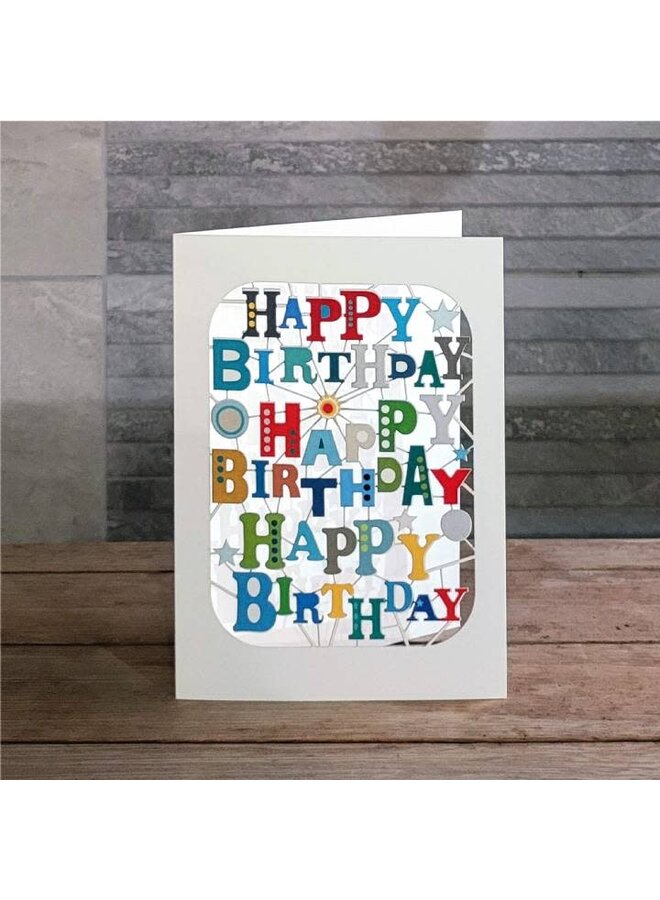 Happy Birthday x3 Laserschnittkarte