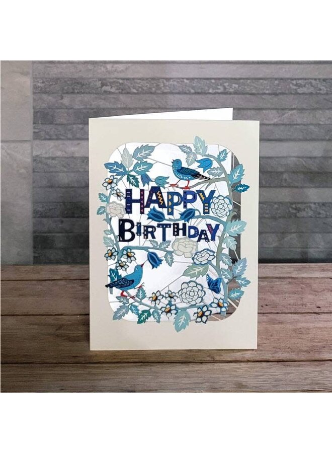 Happy Birthday Blue Laser cut card