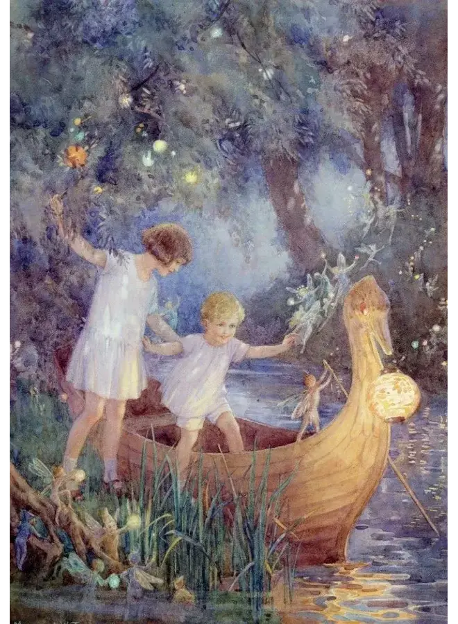 Tarjeta "El barco al país de las hadas" de Margaret Tarrant