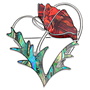 Broche en nacre naturelle et rouge Poppy et paua