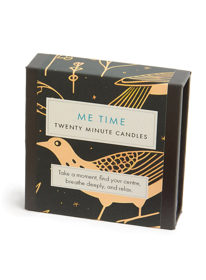 Me Time- Folk Little Box of Beeswax Candles with Ceramic Holder 24