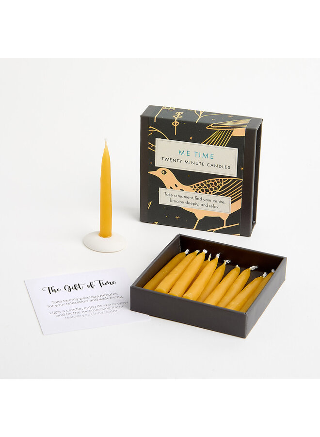 Me Time - Petite boîte de bougies en cire d'abeille Folk avec support en céramique 24