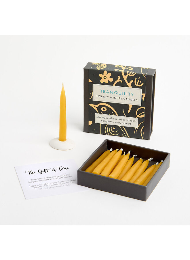 Tranquility  - Folk Little Box of Beeswax Candles  with Ceramic Holder. 17