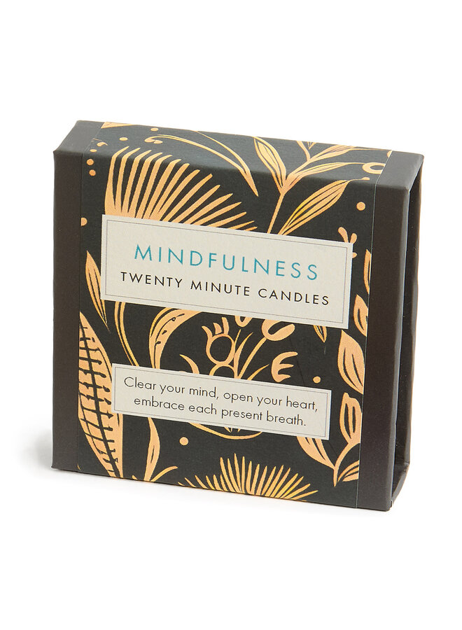 Mindfulness - Folk Little Box of Beeswax Candles with Ceramic Holder. 18