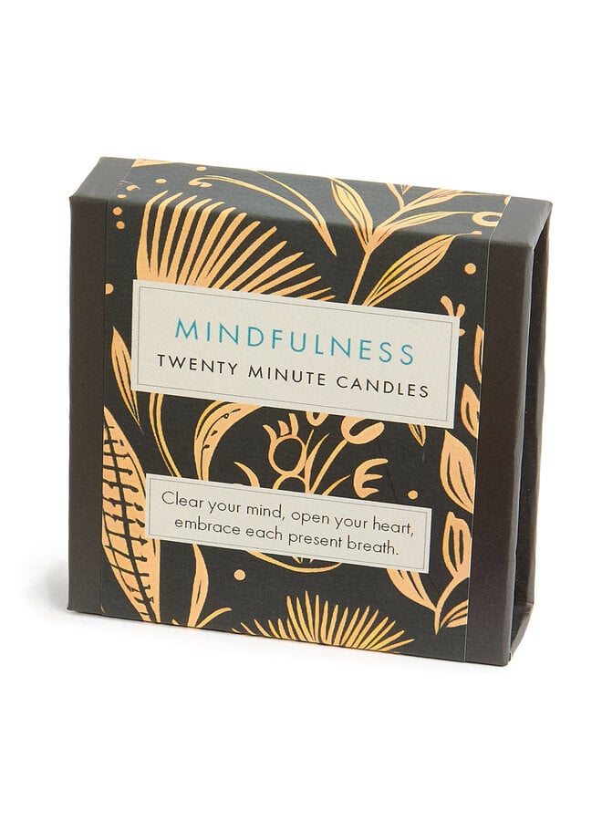 Mindfulness - Folk Little Box of Beeswax Candles with Ceramic Holder. 18