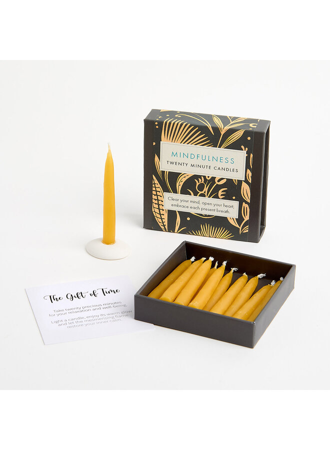 Mindfulness - Folk Little Box of Beeswax Candles with Ceramic Holder. 18