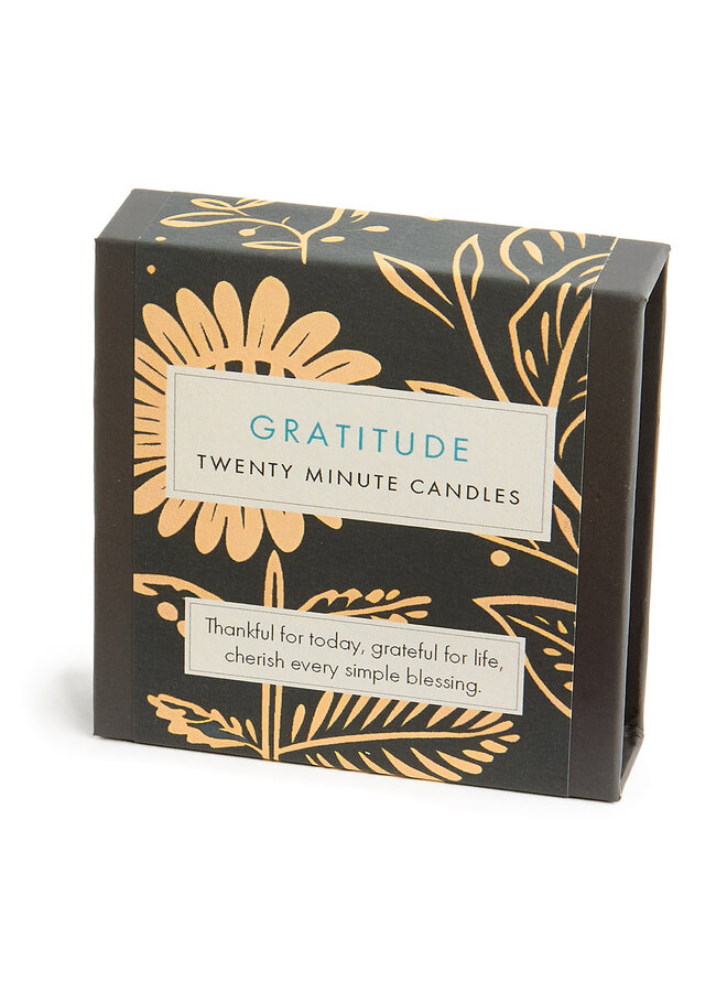 Gratitude  - Folk Little Box of Beeswax Candles  with Ceramic Holder. 19
