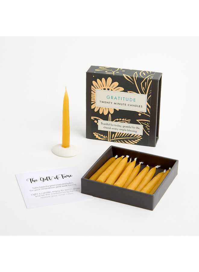 Gratitude  - Folk Little Box of Beeswax Candles  with Ceramic Holder. 19