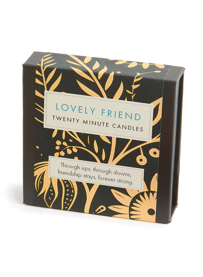 Lovely Friend - Petite boîte de bougies en cire d'abeille Folk avec support en céramique. 20