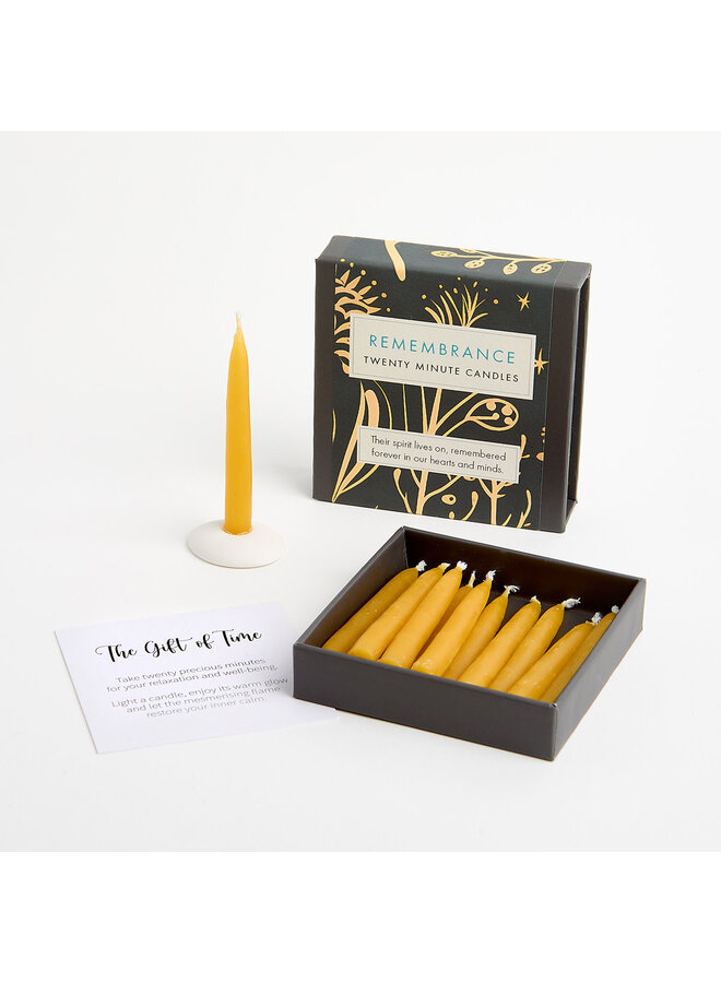 Remembrance - Folk Little Box of Beeswax Candles with Ceramic Holder 26