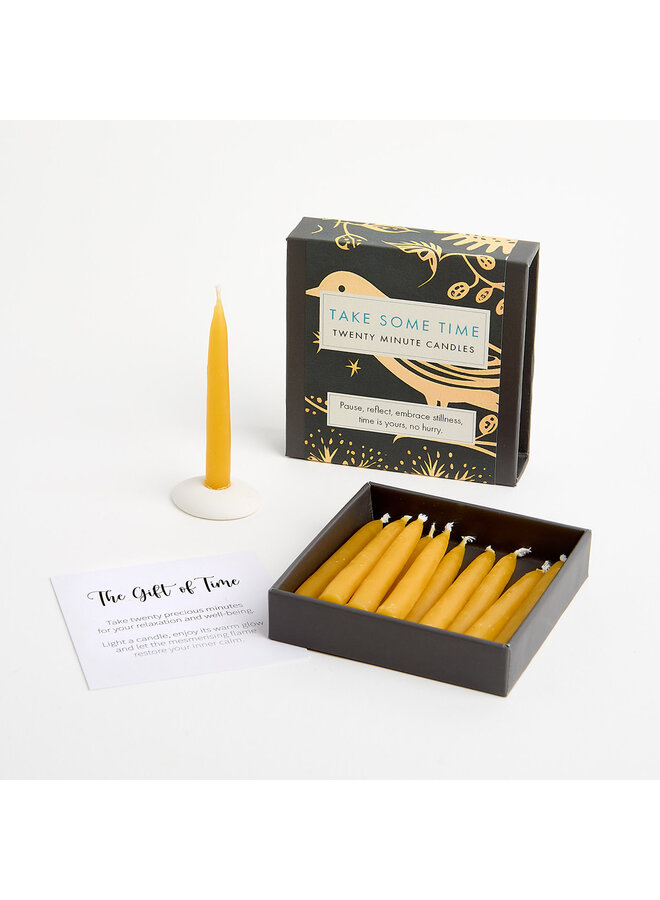 Prenez le temps - Petite boîte de bougies en cire d'abeille Folk avec support en céramique 27