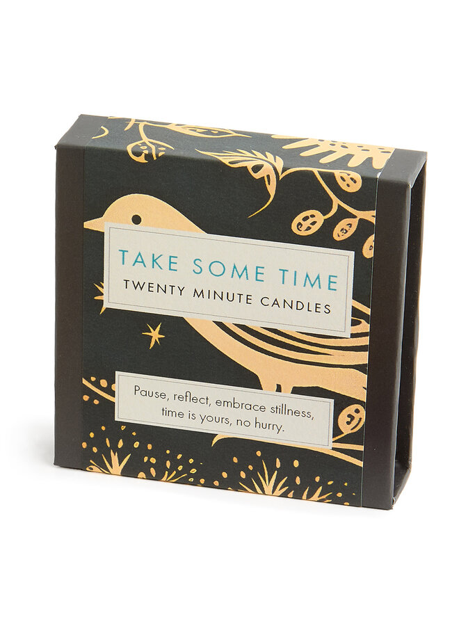 Take Some Time  - Folk Little Box of Beeswax Candles with Ceramic Holder 27