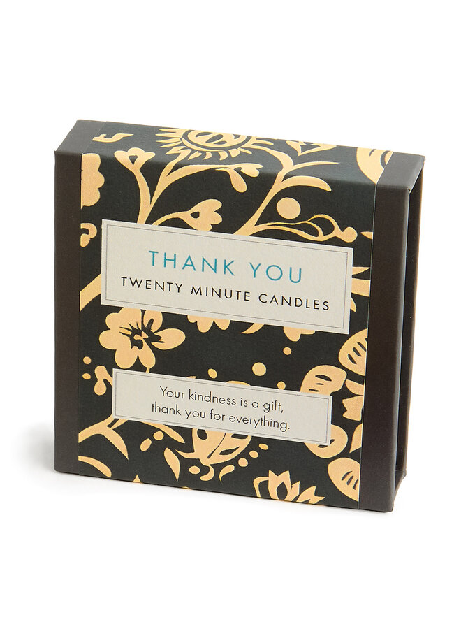 Thank You - Folk Little Box of Beeswax Candles with Ceramic Holder 28