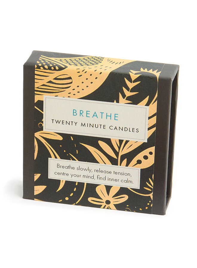 Breathe  - Folk Little Box of Beeswax Candles with Ceramic Holder 29