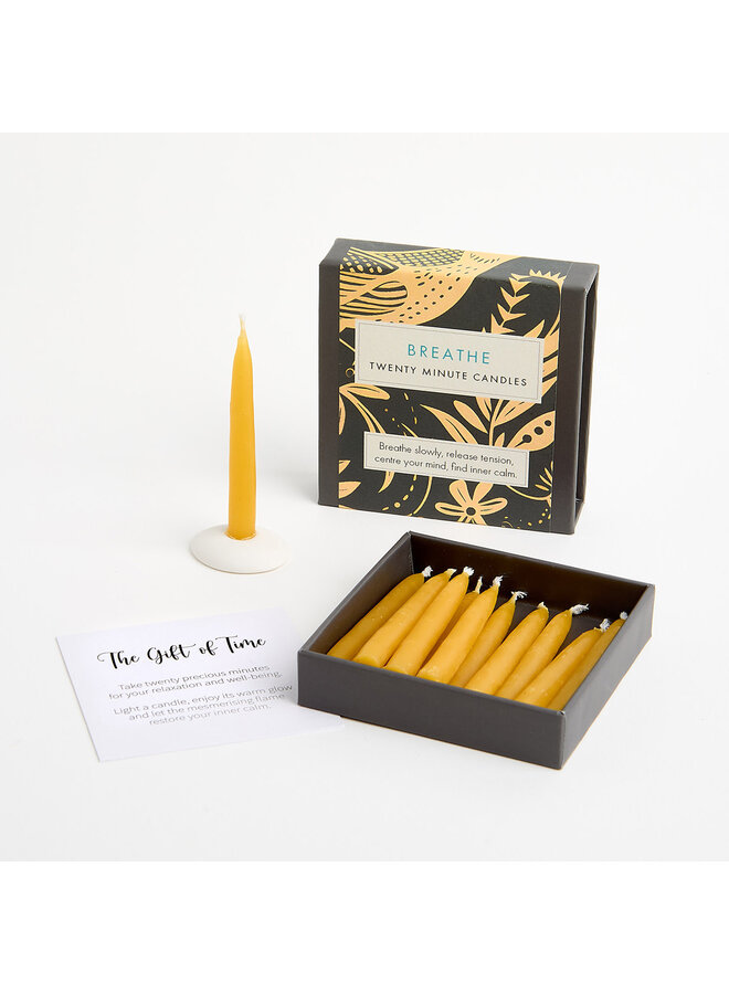 Breathe  - Folk Little Box of Beeswax Candles with Ceramic Holder 29