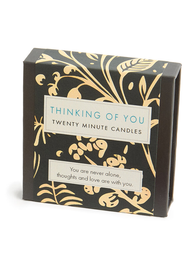 Thinking of You - Folk Little Box of Beeswax Candles with Ceramic Holder 30