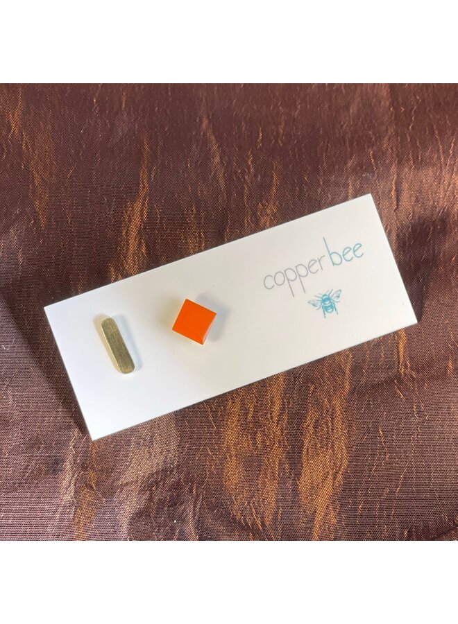 Geo Mismatch Enamel  / Brass Earrings 51