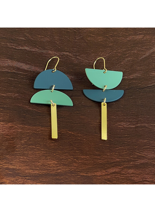 Boucles d'oreilles Spectrum demi-cercle Menthe & Marine 83