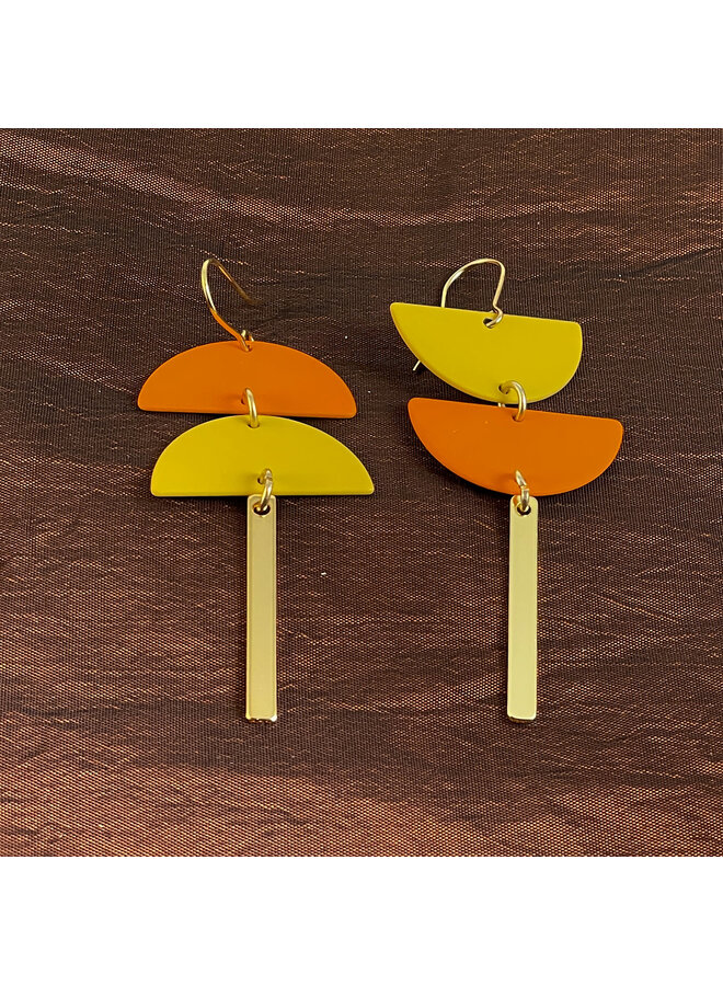 Spectrum Semi-Circle Earrings Orange / Yellow 84