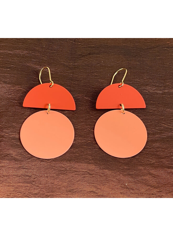 Geometric Drop Earrings Peach & Rust 75