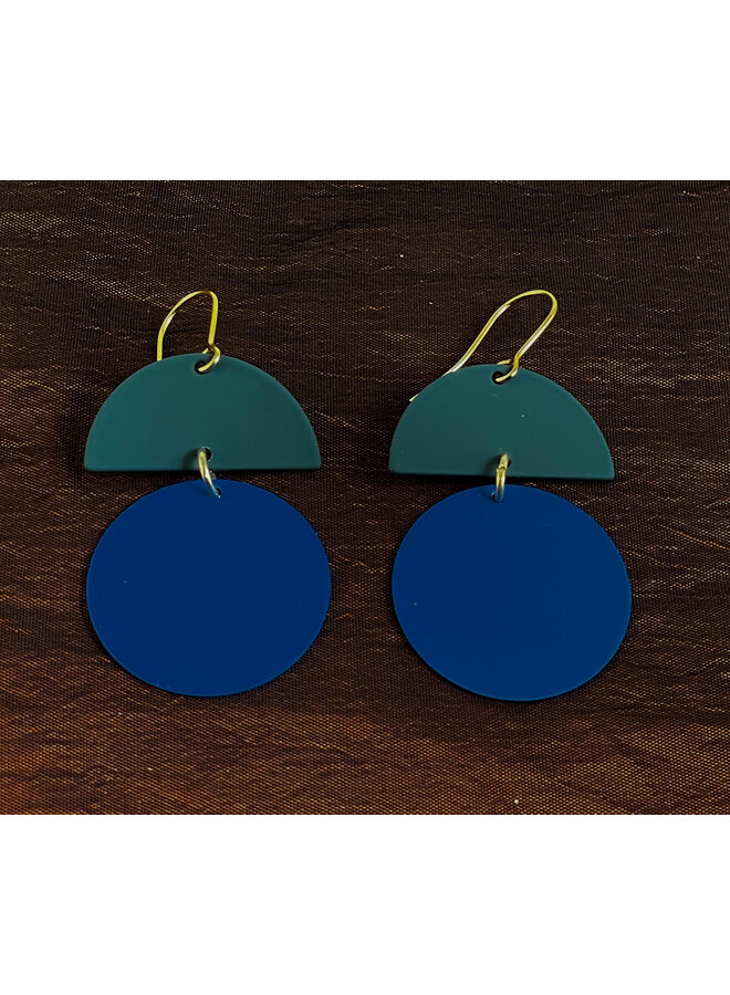 Geometric Drop Earrings Ink Blue & Teal 76