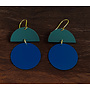 Geometric Drop Earrings Ink  Blue & Teal 76