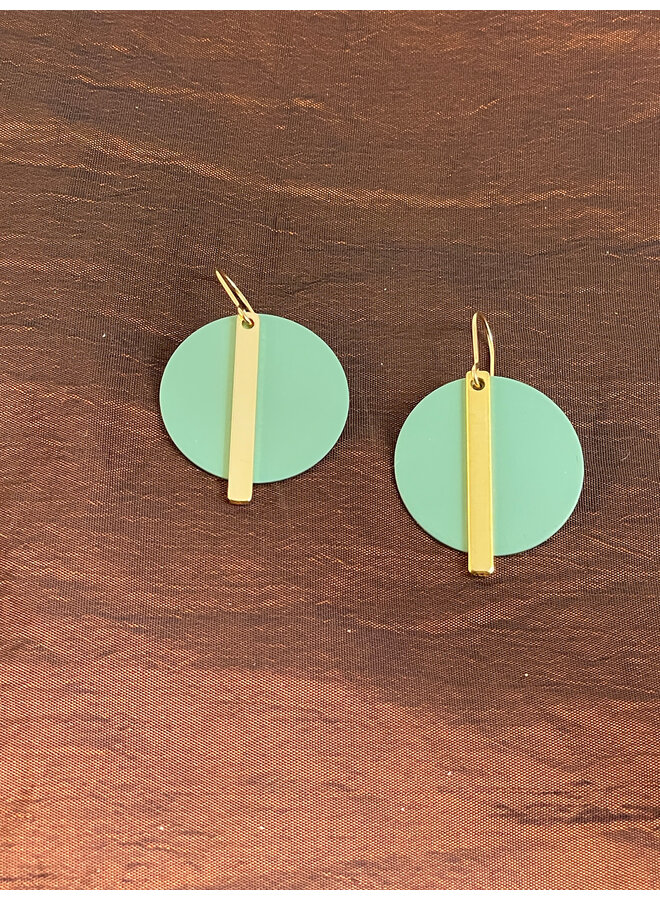 Pendientes colgantes con lingote de oro sobre disco, menta 57