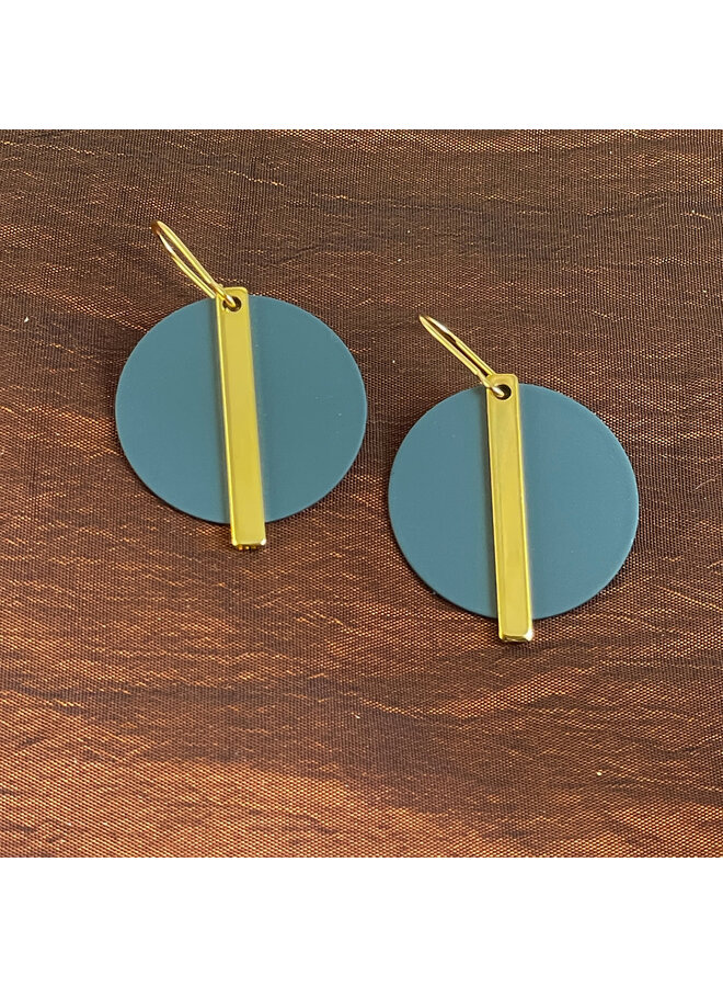 Pendientes colgantes con lingote de oro sobre disco, color marino 58