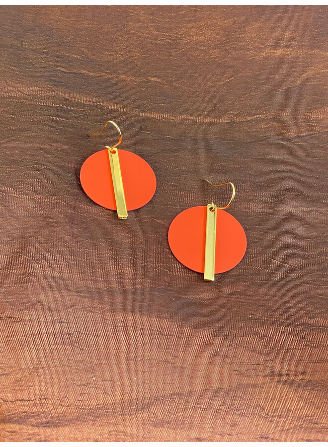 Boucles d'oreilles pendantes en forme de barre d'or sur disque, couleur rouille, taille 59