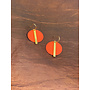Gold Bar on Disc Drop Earrings Rust 59