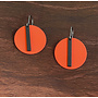 Black Bar on Disc Drop Earrings Rust 60