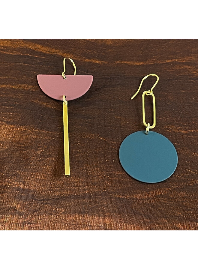Mismatch statement drop earrings Marine 85