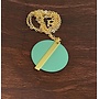 Gold Bar on Disc Colour Necklace Mint 69