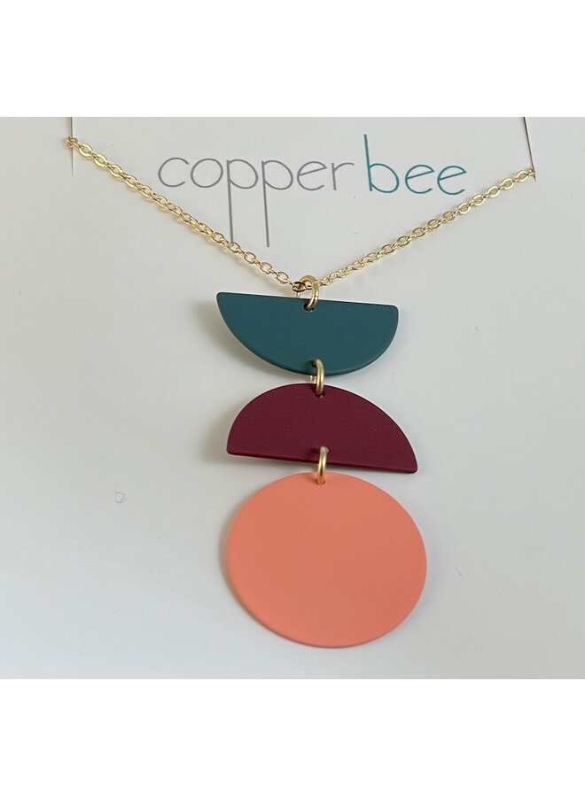 Triple Colour Block Necklace Peach 80