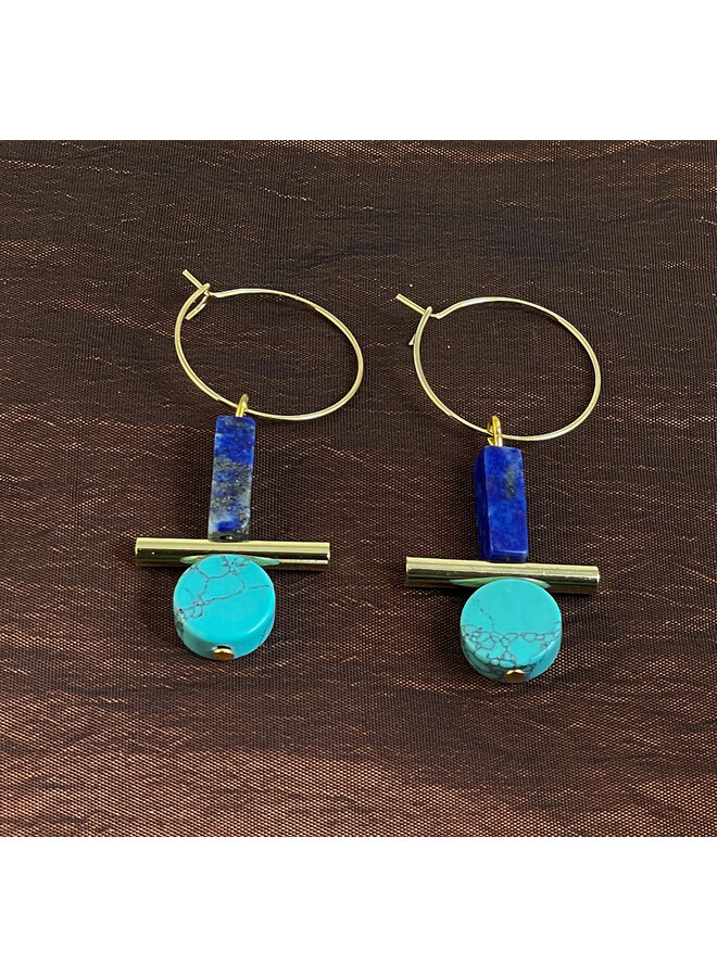 Totem Lapis Lazuli + Turquoise Earrings 74