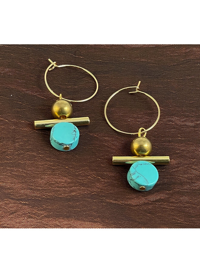 Pendientes Totem Turquesa + Latón 73
