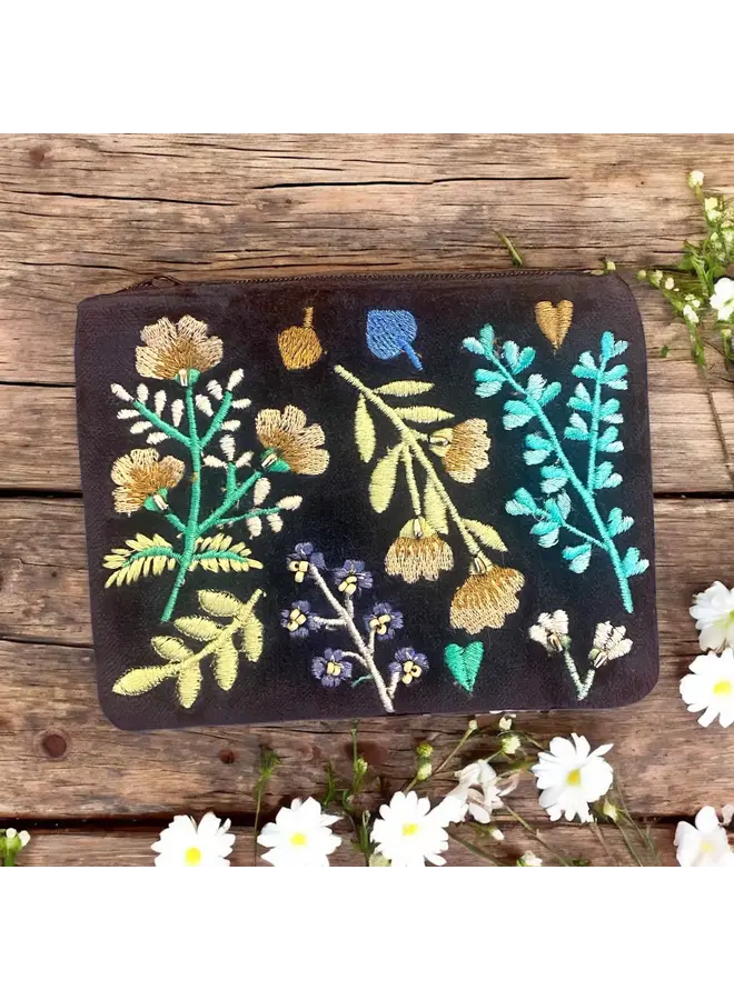 Blå blommig sammetsväska 22