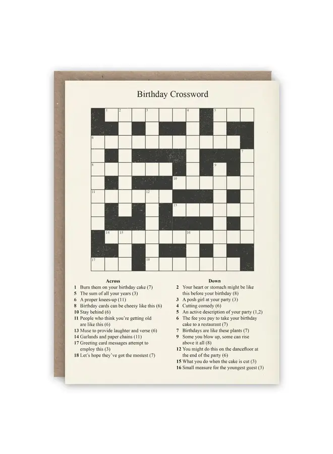 Birthday Crossword Pattern Book Card