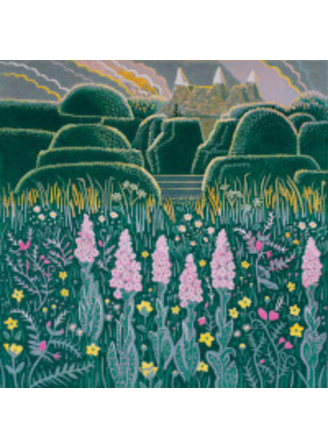 El jardín topiario, tarjeta de Great Dixter Square de Annie Soudain