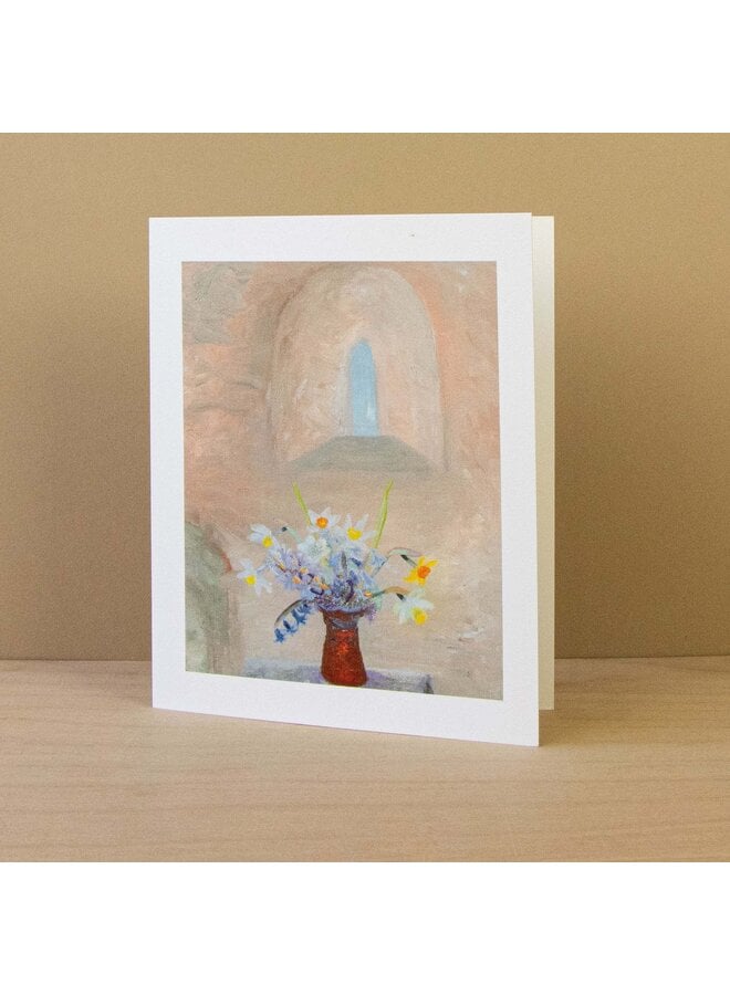 Daffodils and Hyacinths in a Norman Window card by Winifred Nicholson