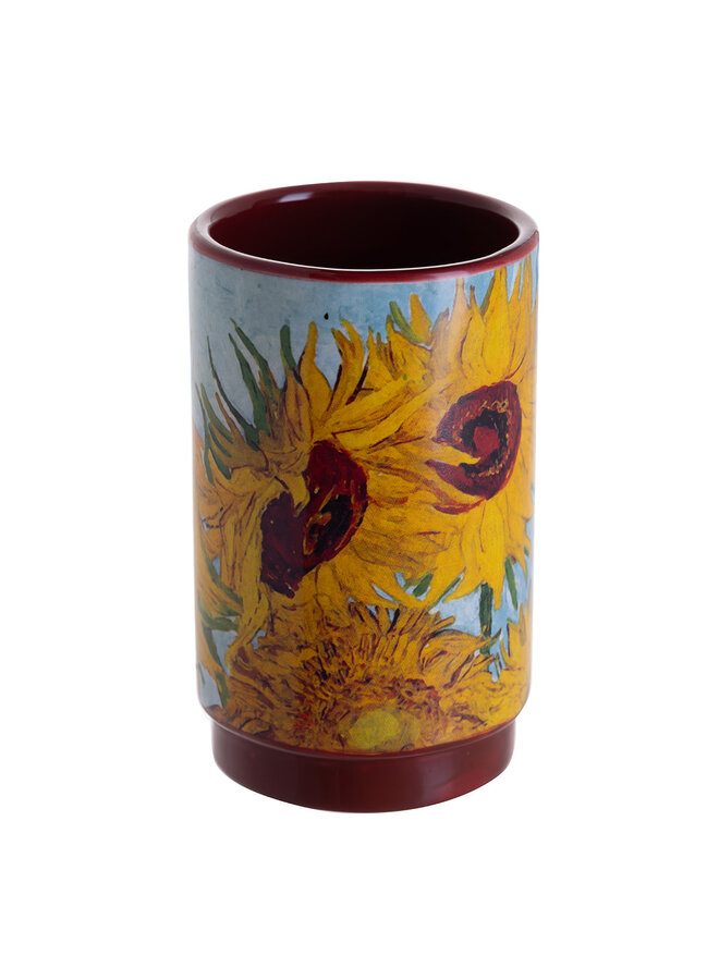 Van Gogh Sunflowers Small Cylinder Ceramic Pot 257