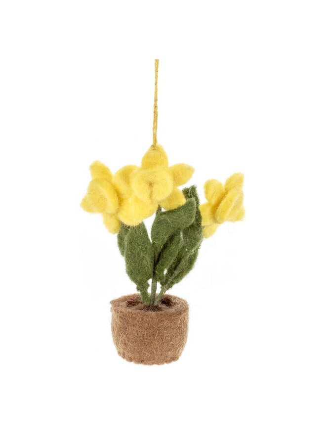 Decoración colgante de fieltro con forma de maceta de narcisos 36