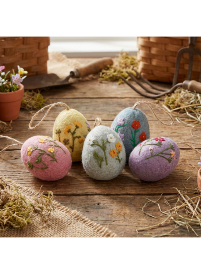 Floral Felt Embroidered Easter Egg SINGLE Hanging Decoration 35