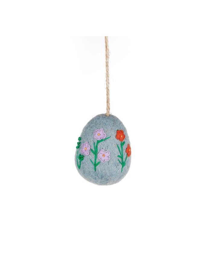 Blue Large Floral Easter Egg Hanging Decoration 52
