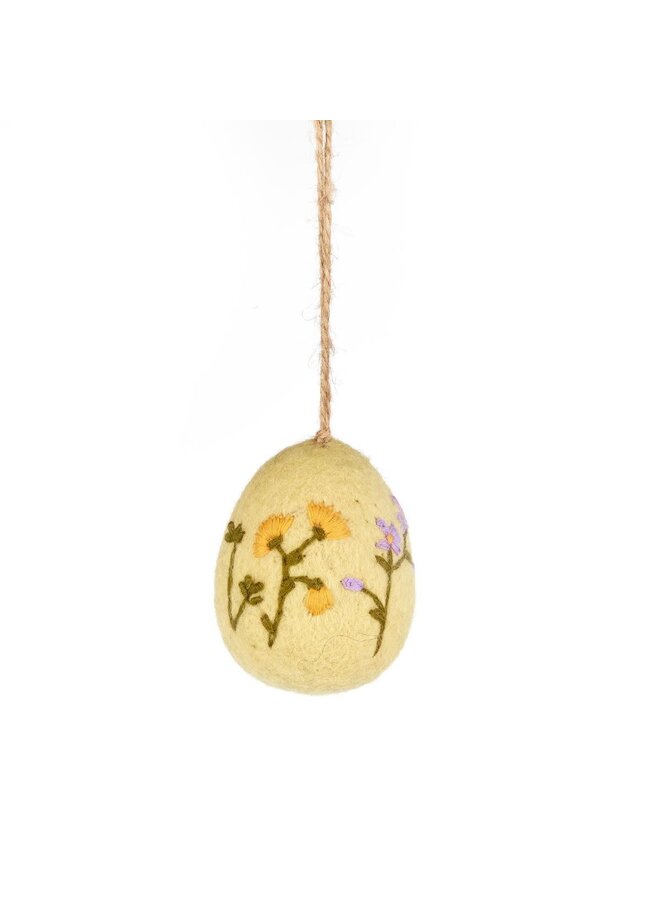 Yellow Large Floral Easter Egg Hanging Decoration 50