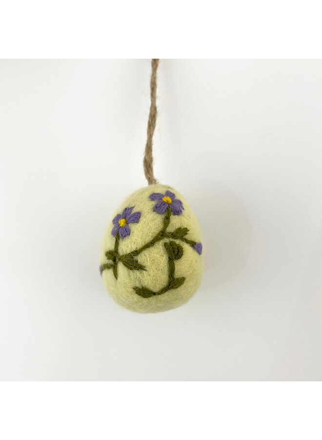 Yellow Small Floral Easter Egg Felt Hanging Decoration 56
