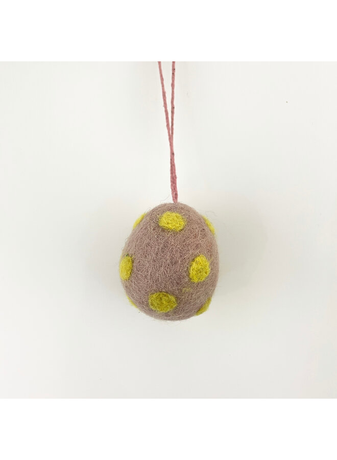 Pink & Yellow Dots small Easter Egg Felt Hanging Decoration 60